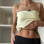 Satin Cami Bow Charming Backless Tie-Up Top image 6