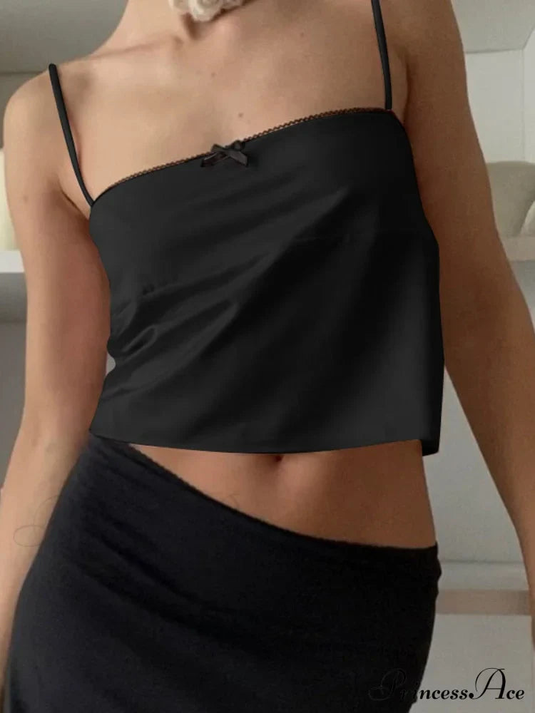 Satin Cami Bow Charming Backless Tie-Up Top image 2