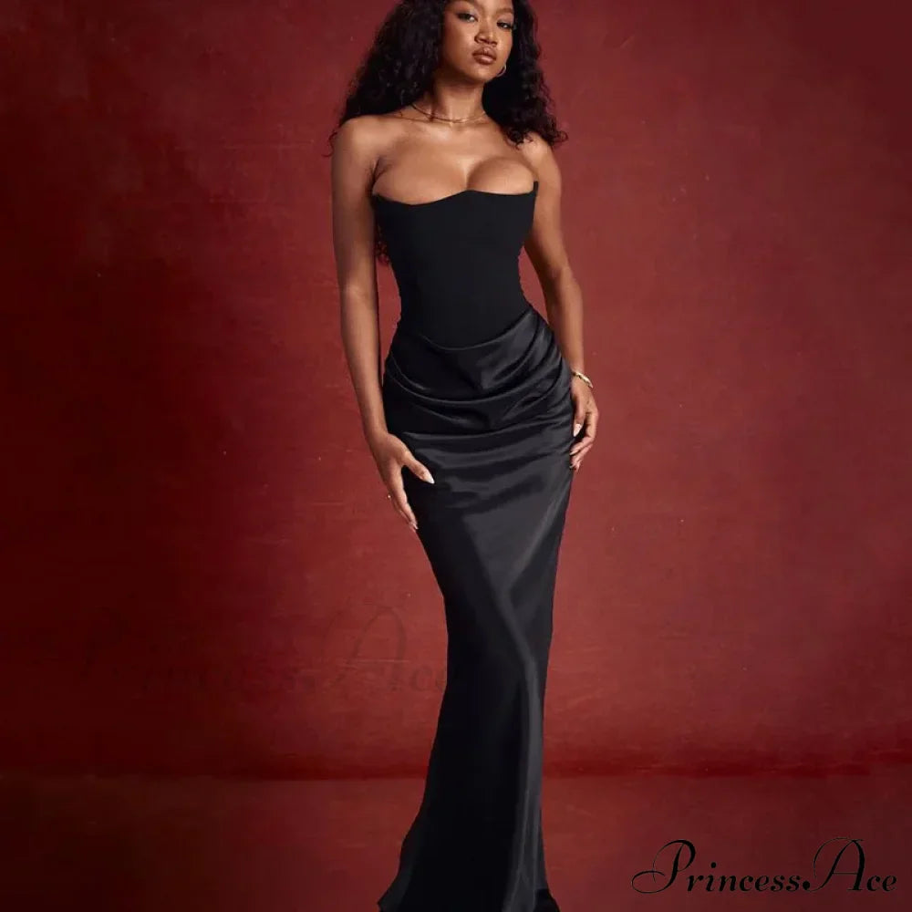 Satin Corset Stylish Maxi Dress image 10