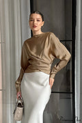 Satin Crew Neck Pullover Blouse image 1