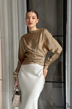 Satin Crew Neck Pullover Blouse image 1