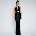 Satin Deep V Neck Vacation Dress image 4