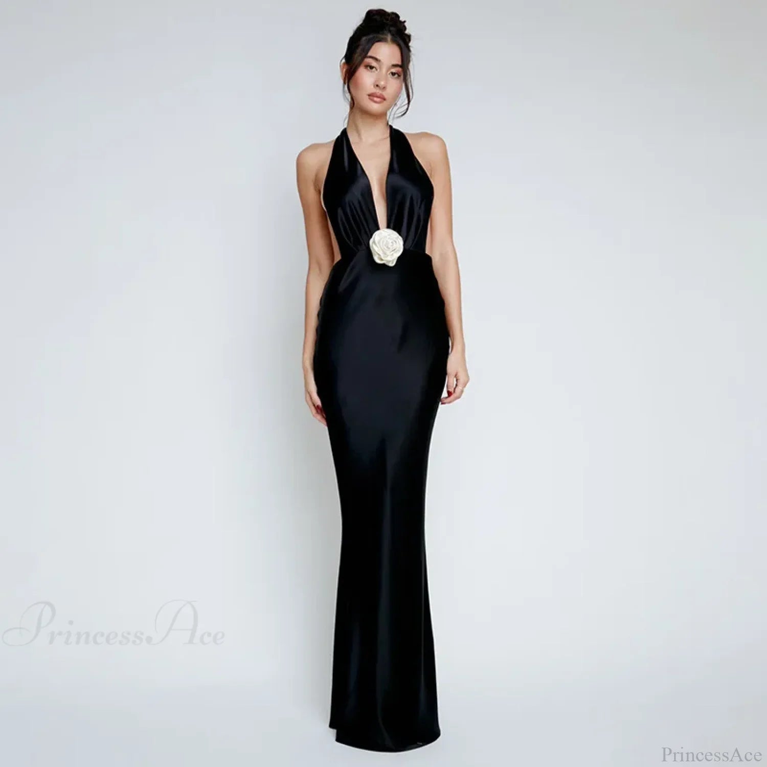 Satin Deep V Neck Vacation Dress image 4