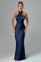 Satin Halter High Waist Fitted Party Dress image 3