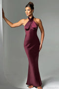 Satin Halter High Waist Fitted Party Dress image 1