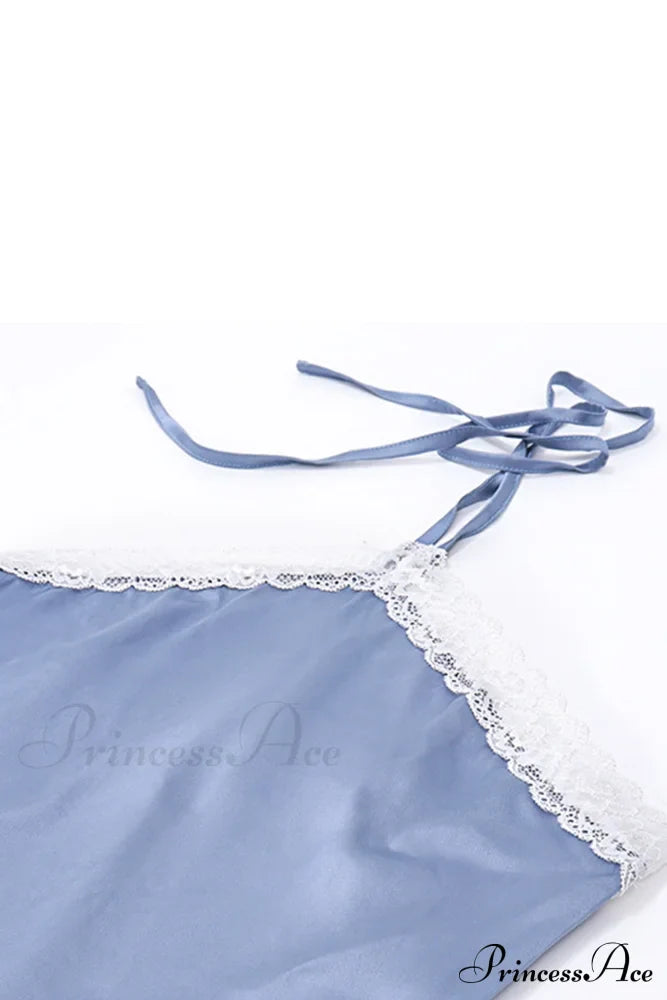 Satin Halter Lace Patchwork Dress image 7