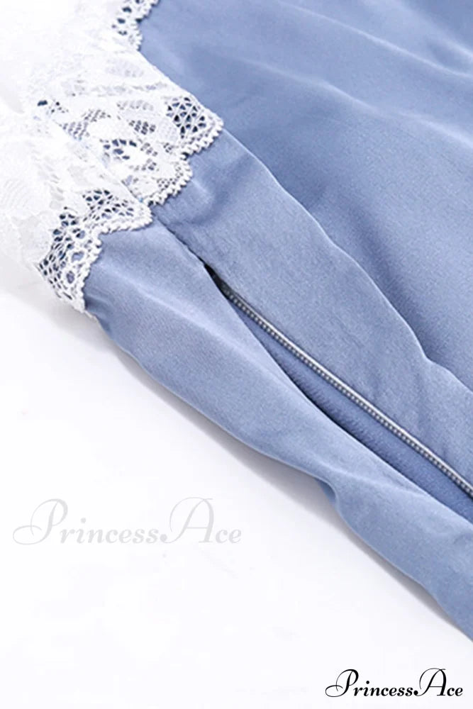 Satin Halter Lace Patchwork Dress image 8