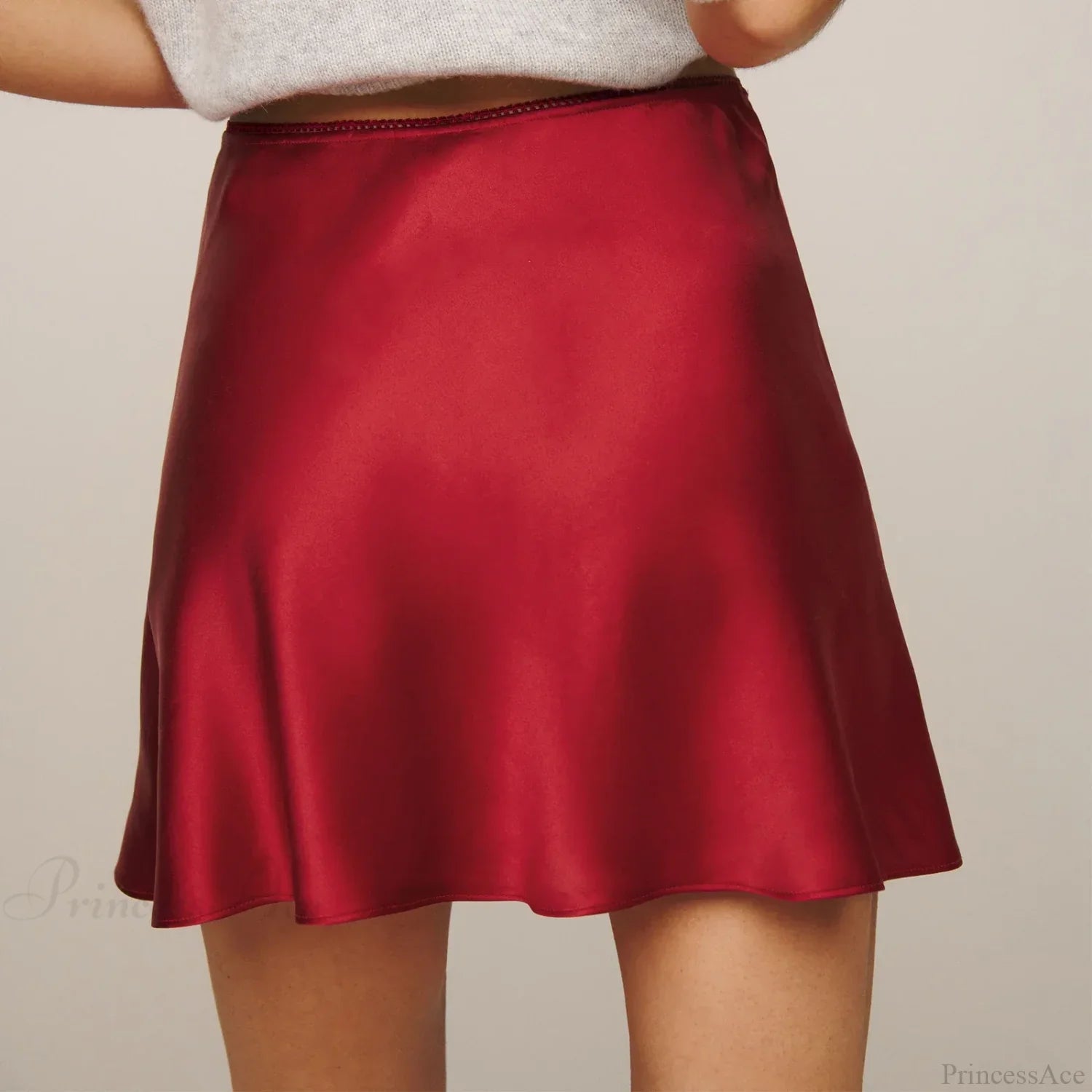 Satin Lace Bow Flared Skirt image 6