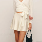 Satin Lace Bow Flared Skirt image 2