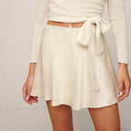 Satin Lace Bow Flared Skirt image 1