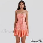 Satin Lace Up Charming Bandage Strapless Mini Dress image 1