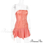 Satin Lace Up Charming Bandage Strapless Mini Dress image 14