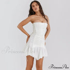 Satin Lace Up Charming Bandage Strapless Mini Dress image 9