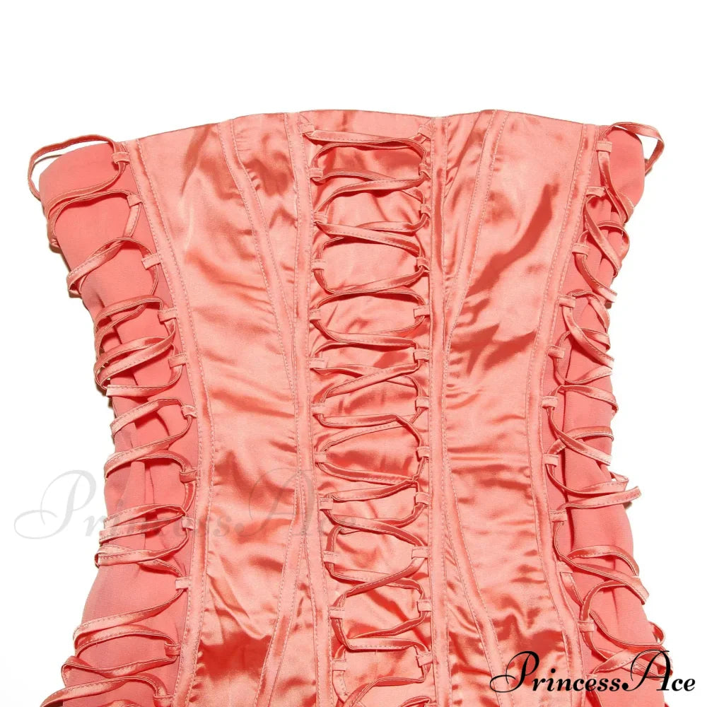 Satin Lace Up Charming Bandage Strapless Mini Dress image 16