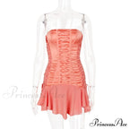 Satin Lace Up Charming Bandage Strapless Mini Dress image 13