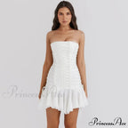Satin Lace Up Charming Bandage Strapless Mini Dress image 2