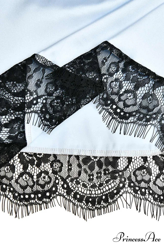 Satin Mini Dress with Lace Patchwork image 13