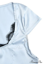 Satin Mini Dress with Lace Patchwork image 11