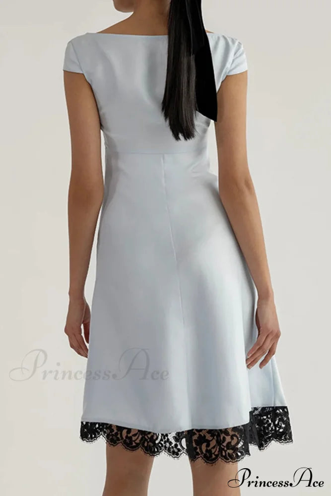 Satin Mini Dress with Lace Patchwork image 3