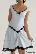 Satin Mini Dress with Lace Patchwork image 1