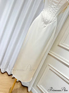 Satin Pearl Tassel Charming Corset Tube Midi Dress image 10