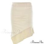 Satin Pleated Stylish Trim Midi Skirt image 9