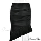 Satin Pleated Stylish Trim Midi Skirt image 7