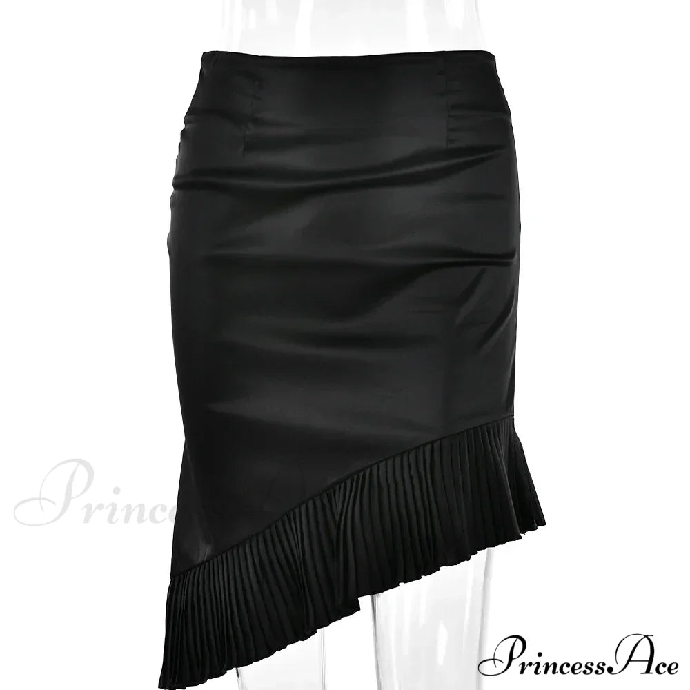 Satin Pleated Stylish Trim Midi Skirt image 7
