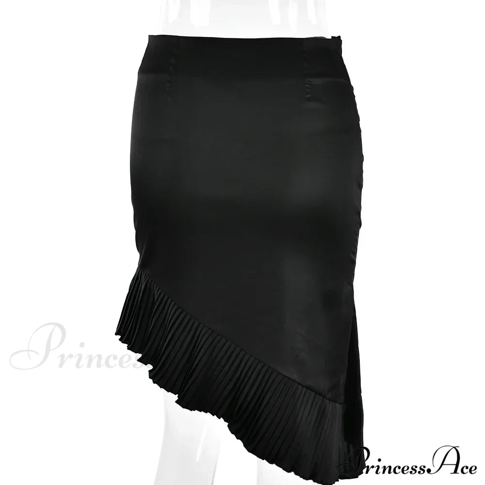 Satin Pleated Stylish Trim Midi Skirt image 8