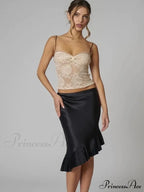 Satin Pleated Stylish Trim Midi Skirt image 4