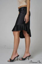 Satin Pleated Stylish Trim Midi Skirt image 14