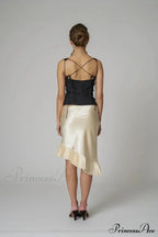 Satin Pleated Stylish Trim Midi Skirt image 12