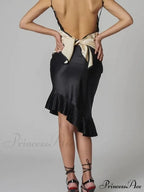 Satin Pleated Stylish Trim Midi Skirt image 5
