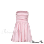 Satin Puff Ruched Charming Tube Mini Dress image 12