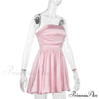Satin Puff Ruched Charming Tube Mini Dress image 14