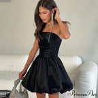 Satin Puff Ruched Charming Tube Mini Dress image 8