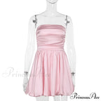 Satin Puff Ruched Charming Tube Mini Dress image 13
