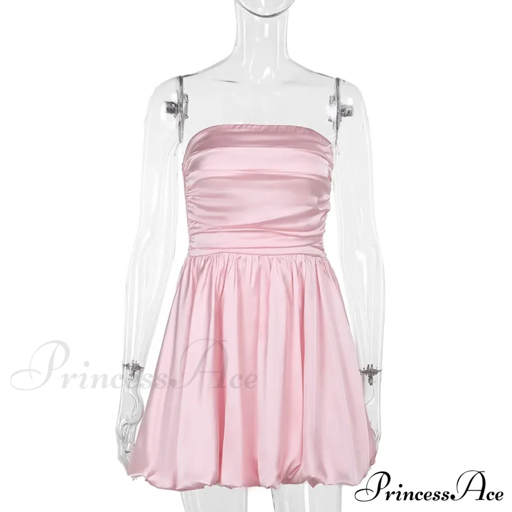 Satin Puff Ruched Charming Tube Mini Dress image 13