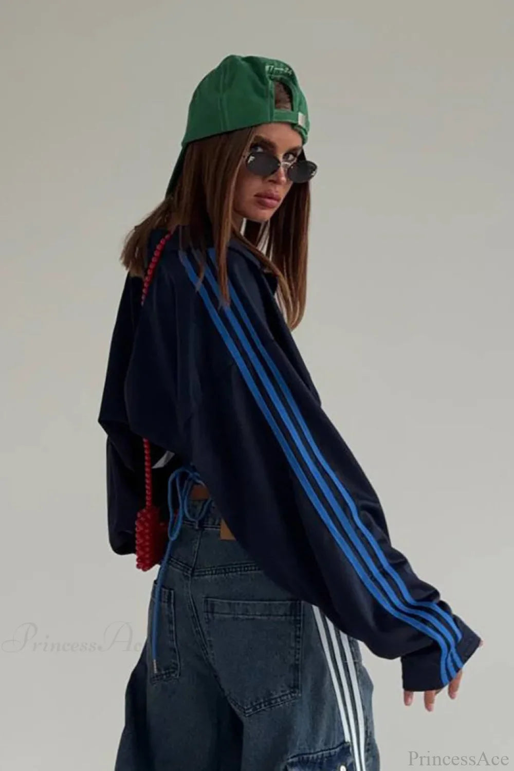 Satin Ruched Half Zip Crop  Blouse image 3