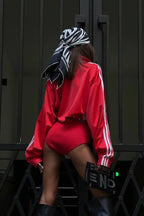 Satin Ruched Half Zip Crop  Blouse image 7
