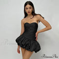 Satin Ruched Stylish Puff Mini Dress image 2