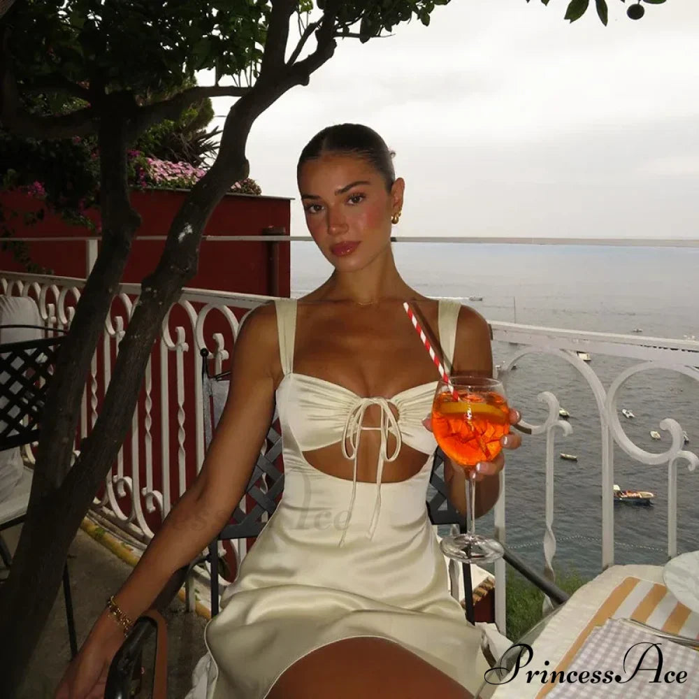 Satin Ruched Tie Strap Mini Dress image 8