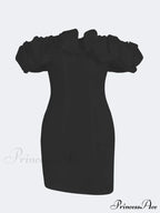 Satin Ruffled Stylish Strapless Mini Dress image 6