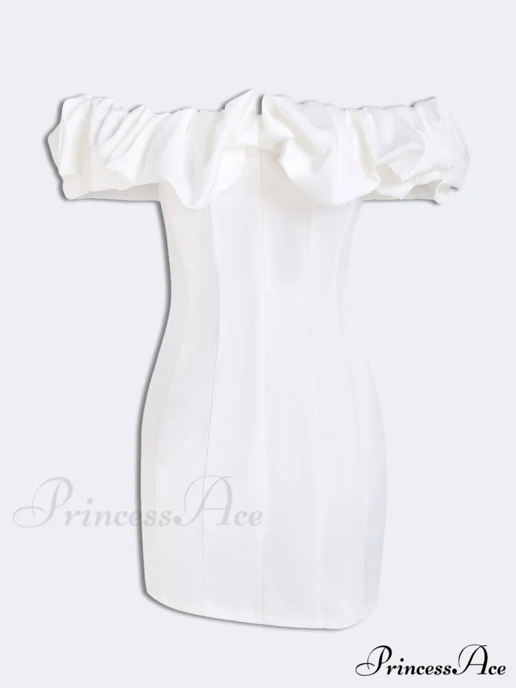 Satin Ruffled Stylish Strapless Mini Dress image 9