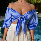 Satin Slik Crop Women Bow Sashes V Neck Crop Sleeveless Half Sleeve Cropped Backless cropped feminino Tank top image 2