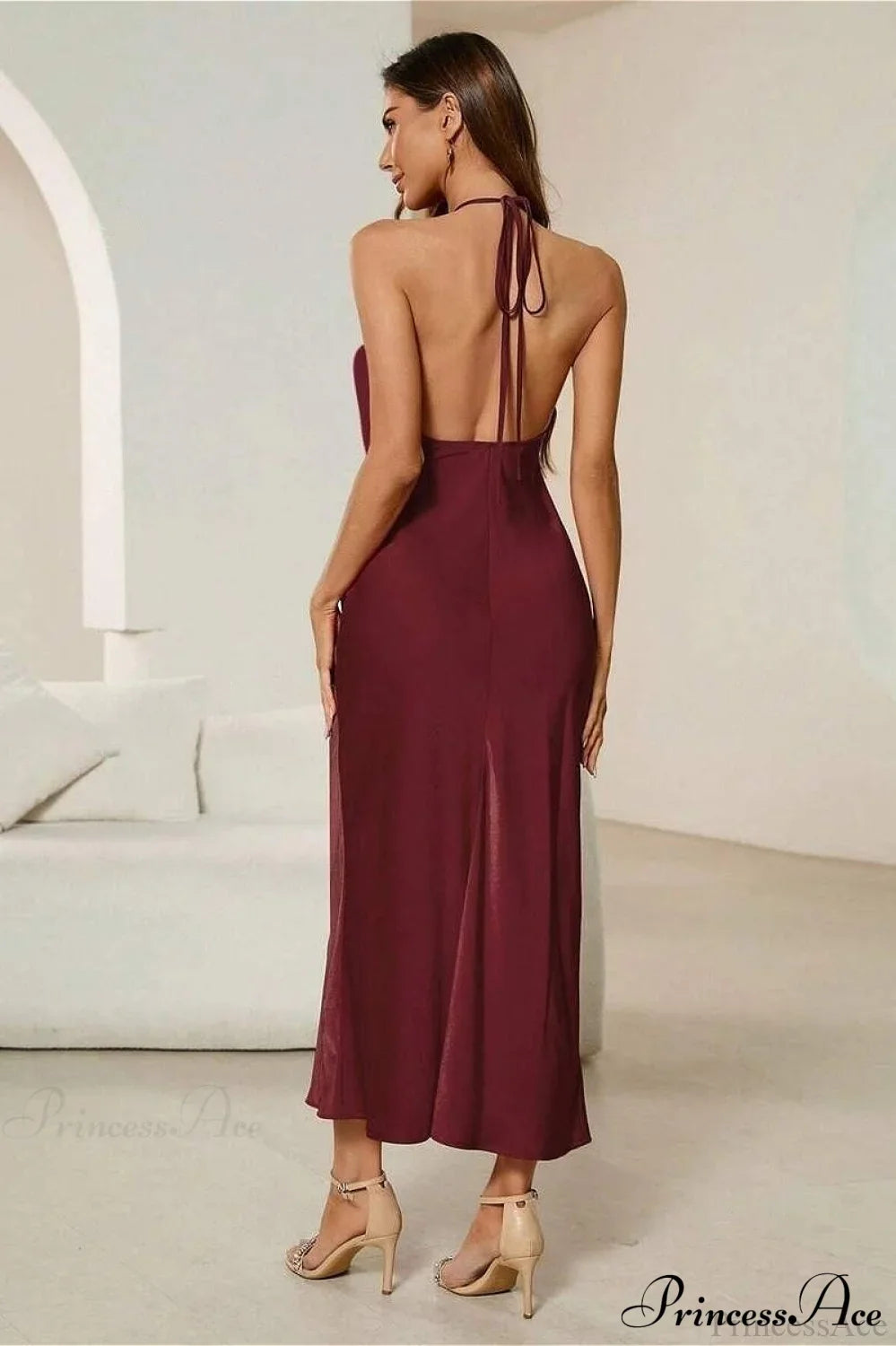 Satin Spaghetti Strap Sexy Party Dress image 7