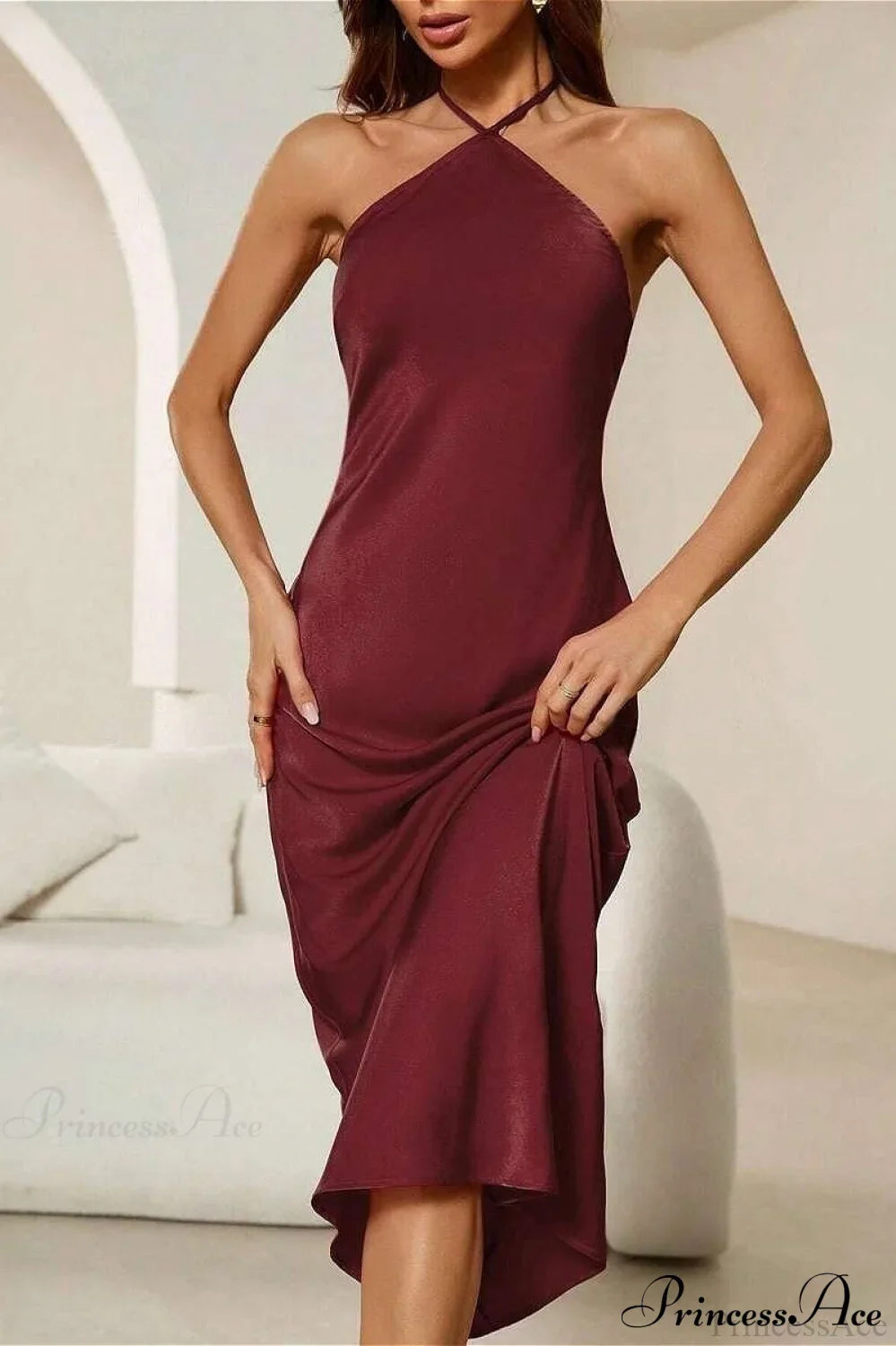 Satin Spaghetti Strap Sexy Party Dress image 6