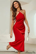 Satin Spaghetti Strap Sexy Party Dress image 1