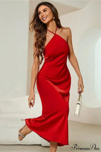 Satin Spaghetti Strap Sexy Party Dress image 1