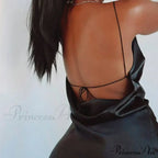 Satin Spaghetti Strap Summer Split V-neck Elegant Sleeveless Backless Club Party Outfits Sexy image 4